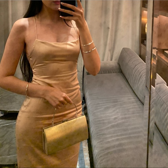 Beginning Boutique Champagne Formal Slip Dress Size M - Picture 8 of 11